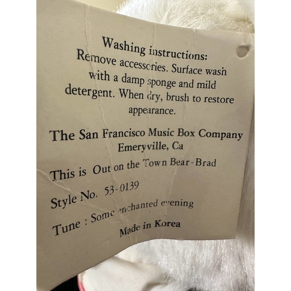 Vtg San Francisco Music Box Plush Bears Wind Up Musical Stuffed Animals 19" Set - Picture 7 of 10